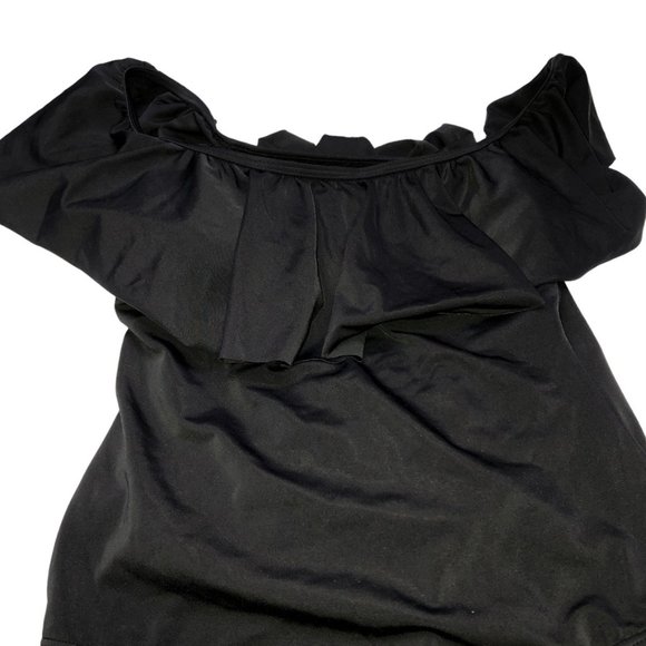 Victoria's Secret Black Old Hollywood Glamour one piece RUFFLE TOP bathi… - Picture 4 of 5
